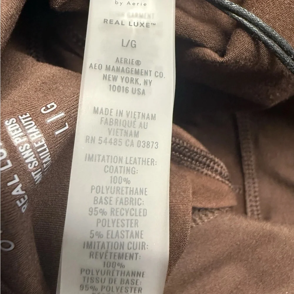 Offline By Aerie NWT Real Luxe Faux Leather High Waist Legging Dark Brown Large